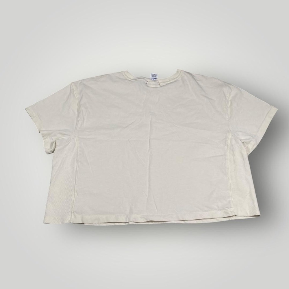 Champion Shirt Womens Large White Cropped Script Logo Boxy Short Sleeve C Patch - Picture 2 of 6